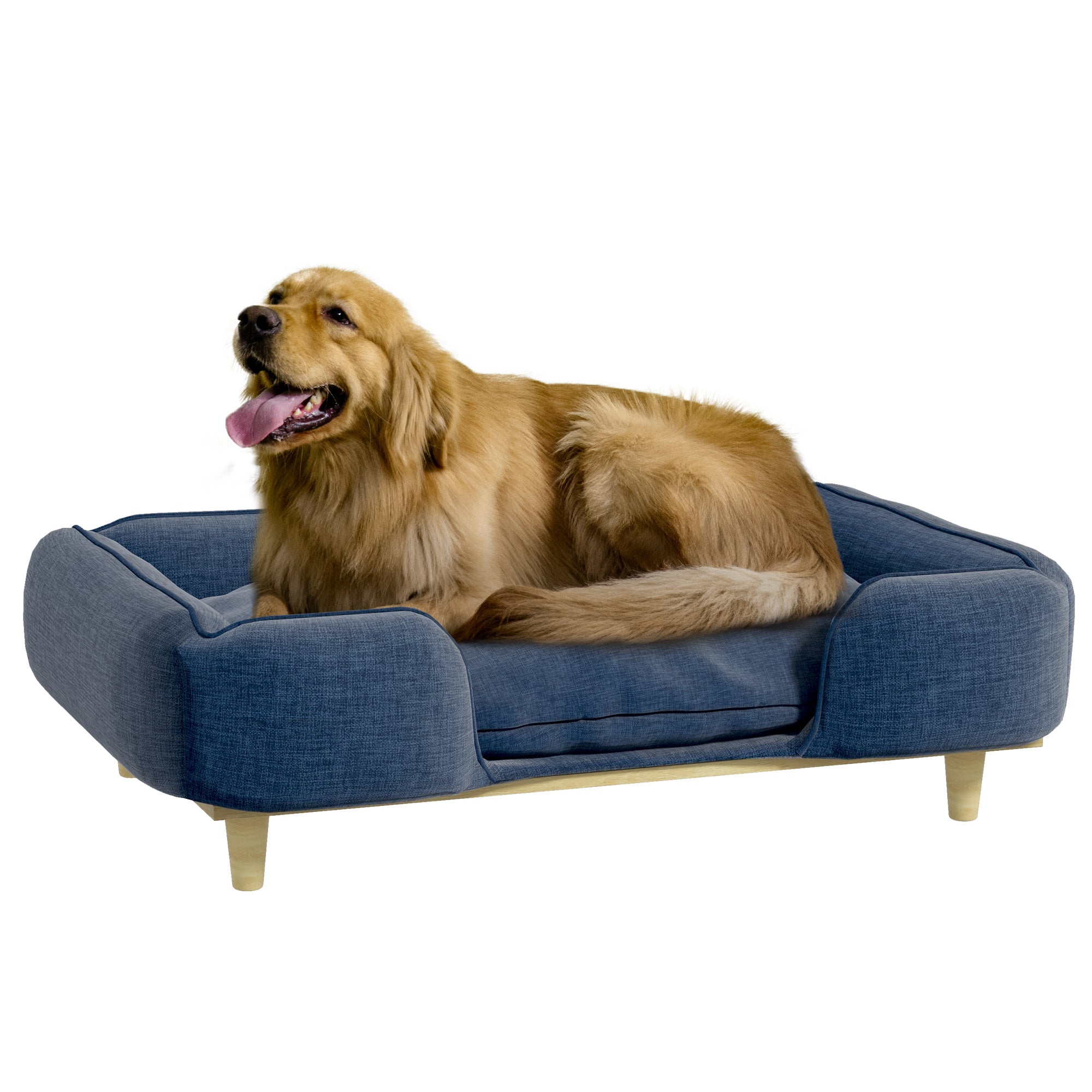 Haustiersofa mit Kissen, Hundebett mit Erhöhtem Design